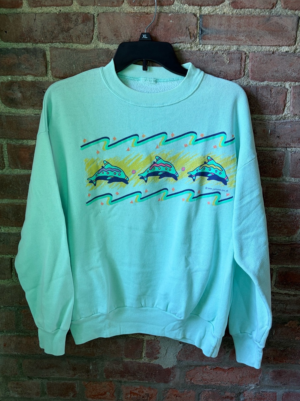 Women’s Mint Dolphin Graphic Crewneck Sweatshirt size large